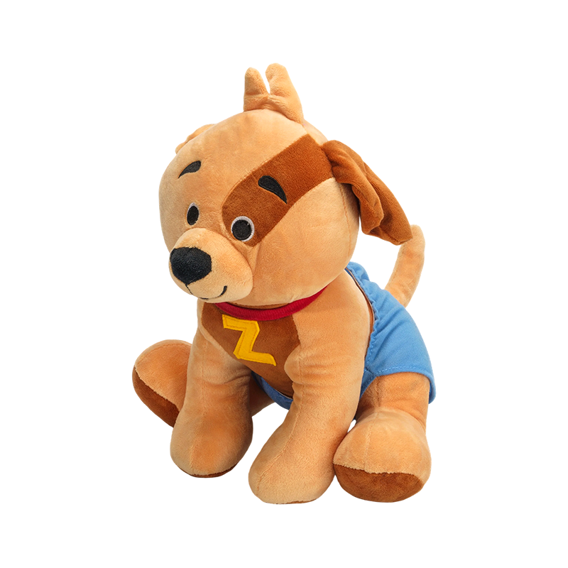 Filled sitting brown dog plush toy - farm animals