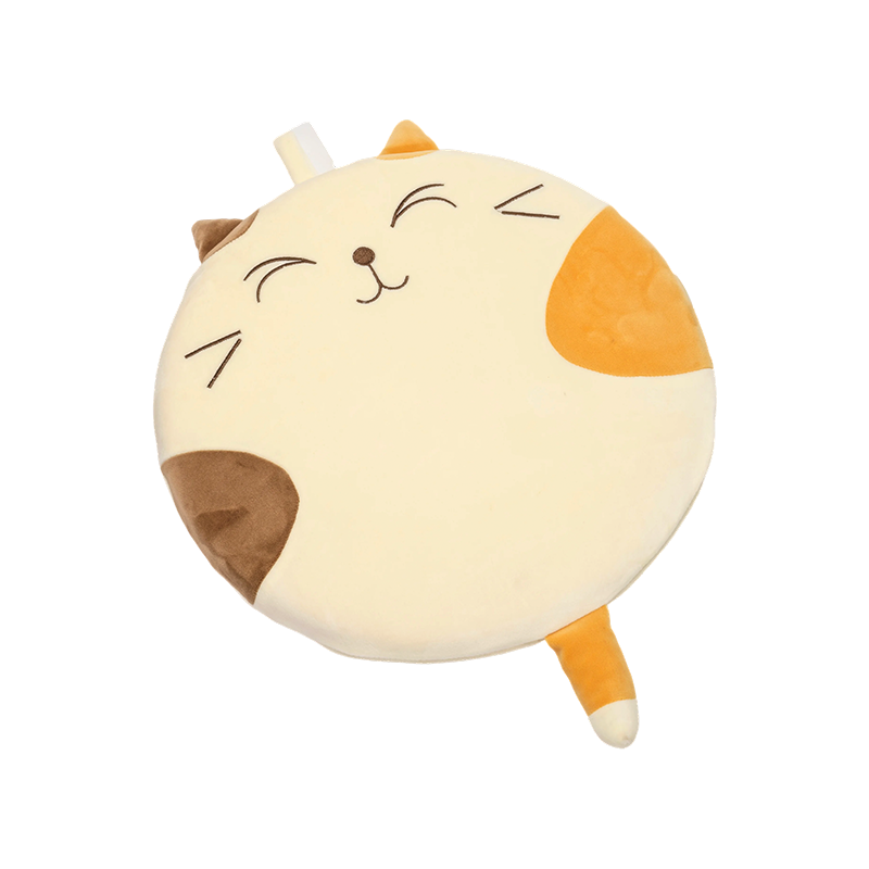 White smiling round cat plush cushions