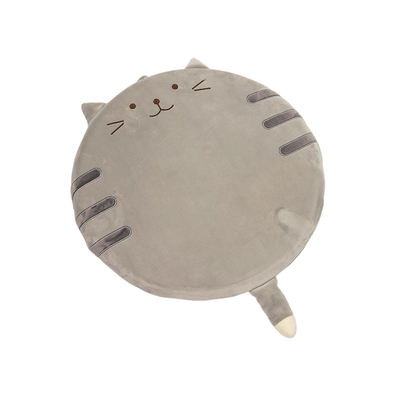 Gray smiling round cat plush cushions