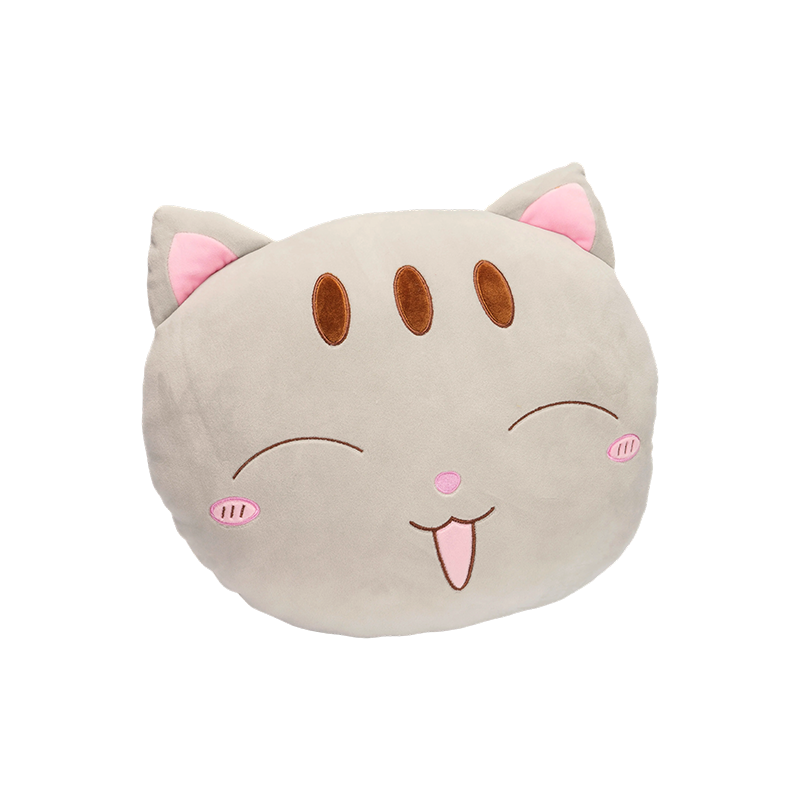 Grinning cat-face plush pillows