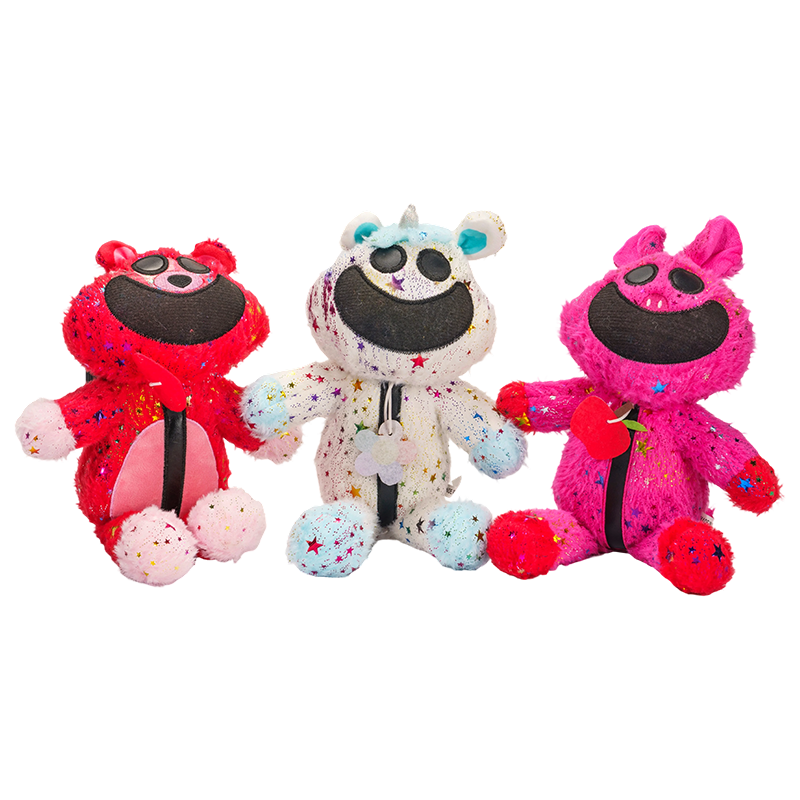 Fantasy unique plush rabbit toy in red pink and white