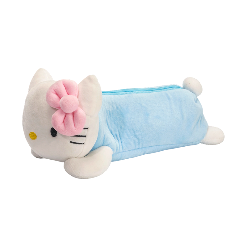 Kitty-face plush pencil cases
