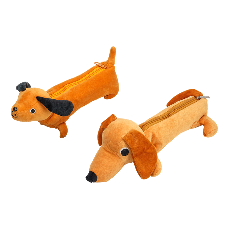 Dachshund-shaped plush pencil cases