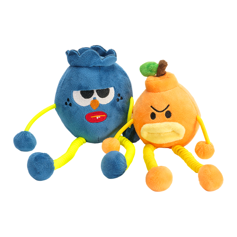 Sulky blueberry & irate orange plush keychains