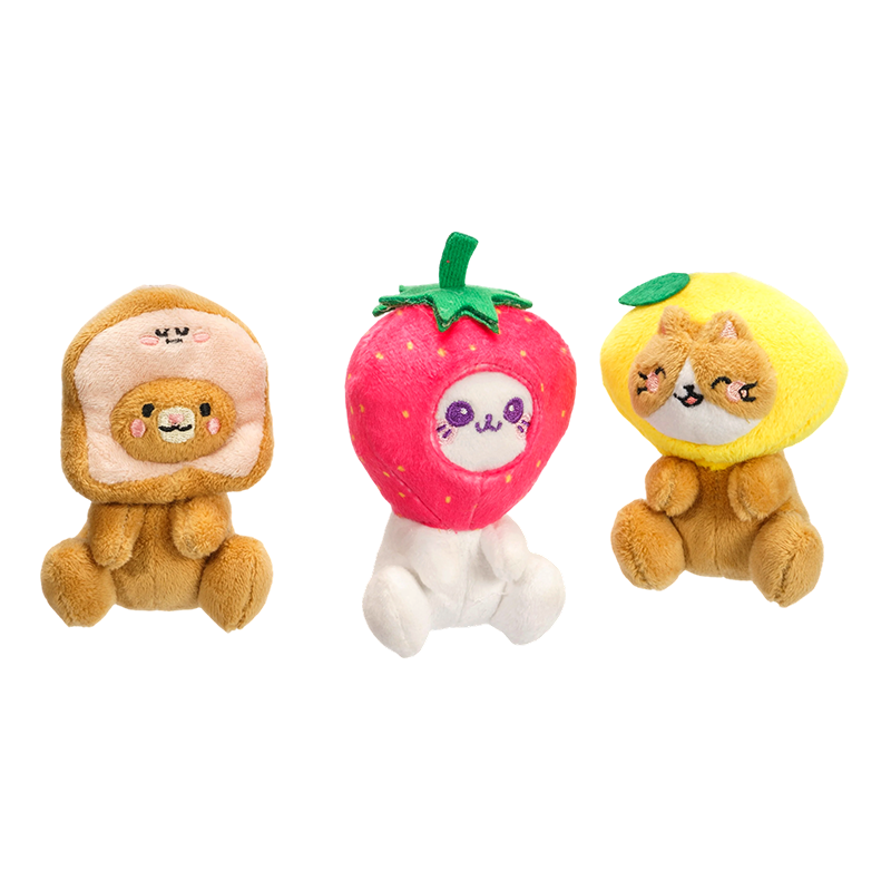 Fruit-themed sloth plush keychains