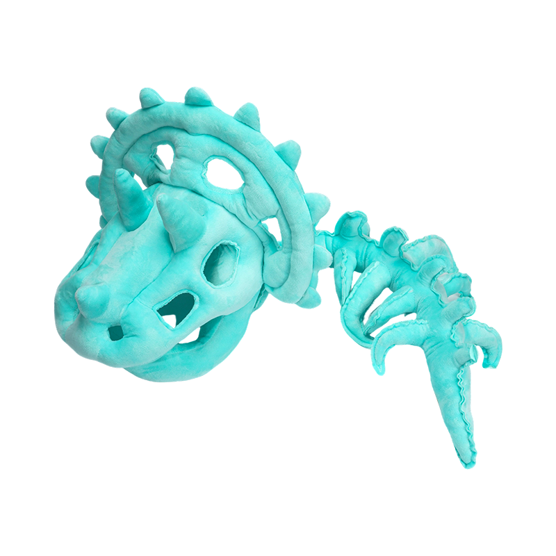 Blue child-sized dinosaur skeleton plush hat