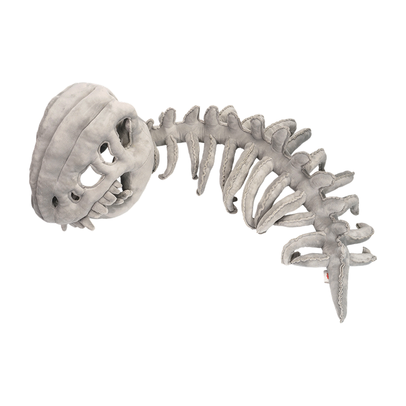 Gray adult-sized dinosaur skeleton plush hat