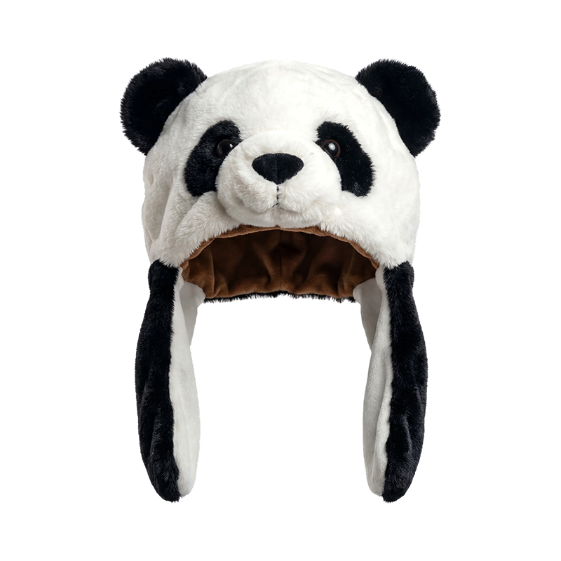 Classic black & white panda plush hat