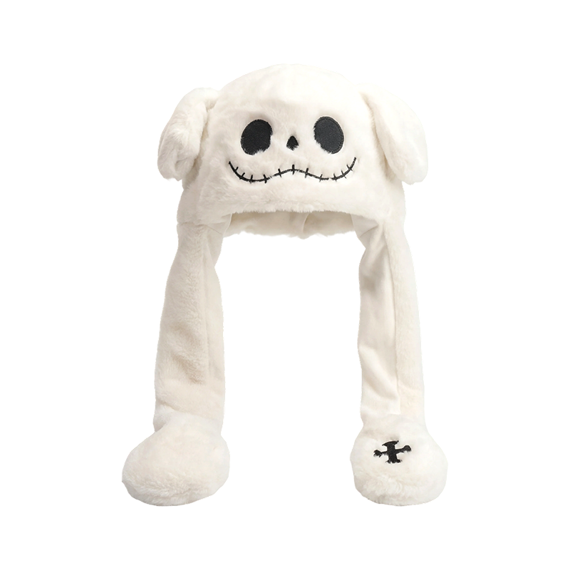 Eerie white skull plush hat