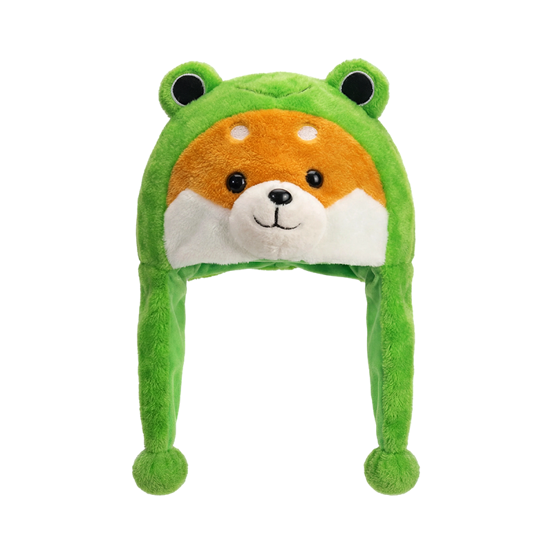Green frog-ear plush hat