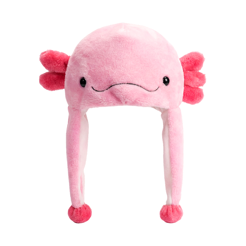 Pink axolotl plush hat