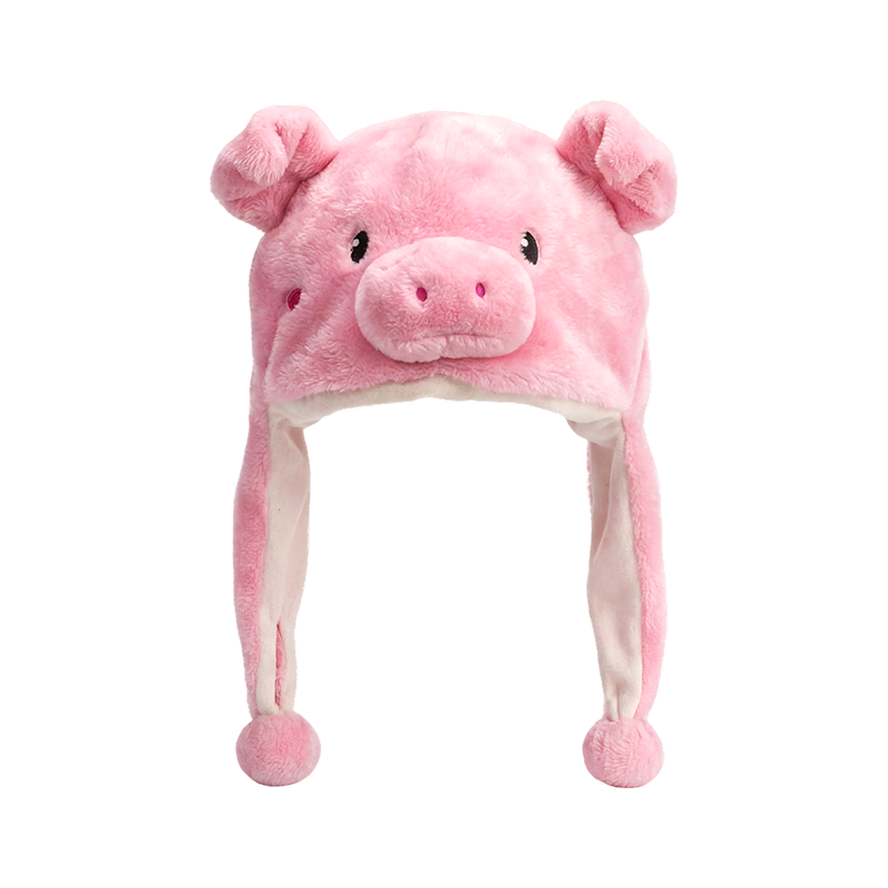 Pink pig plush hat