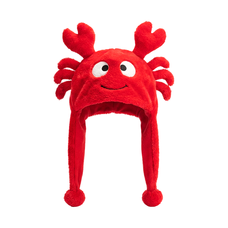 Red crab-shaped plush hat