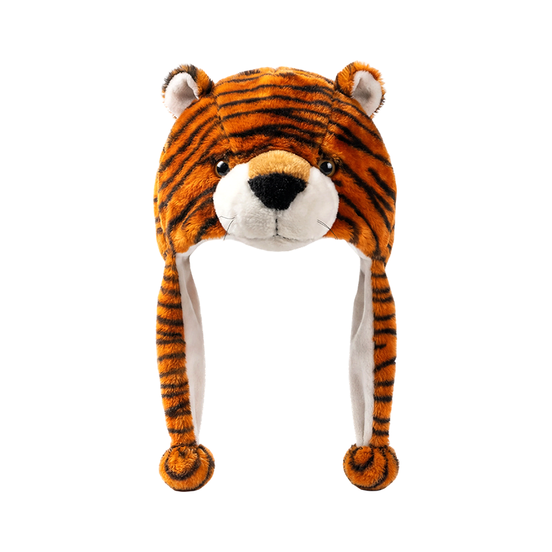 Tiger-stripe bear plush hat