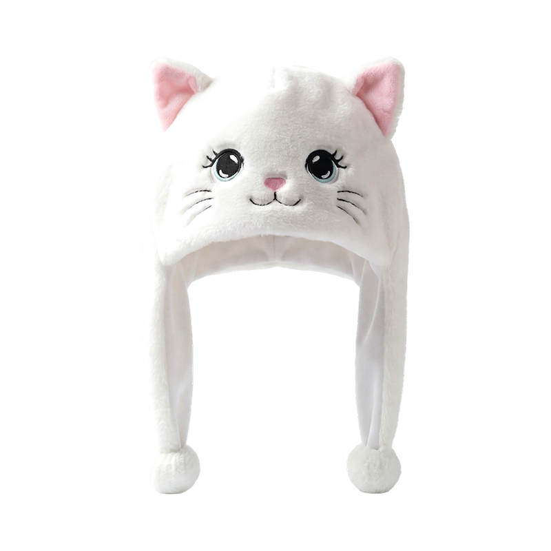 White kitty plush hat