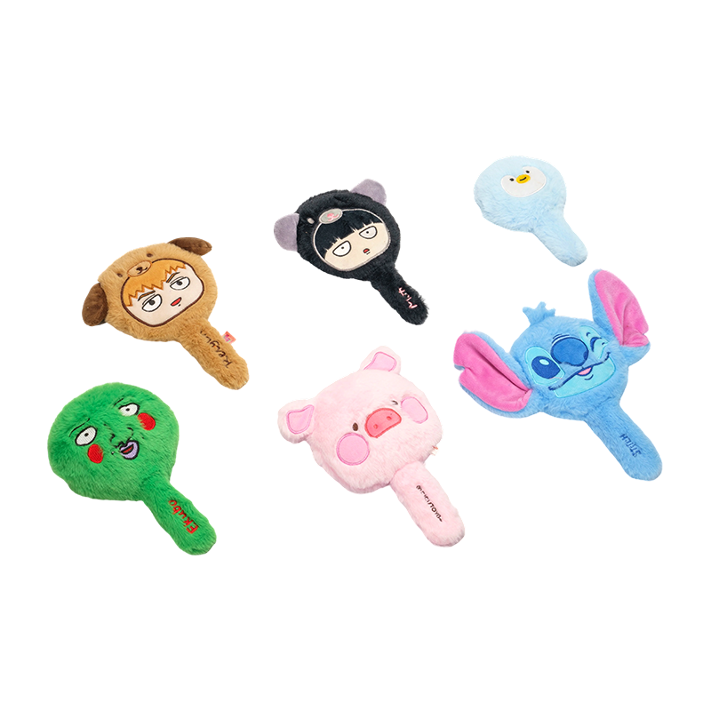 Plush animal-shape hand mirror toys