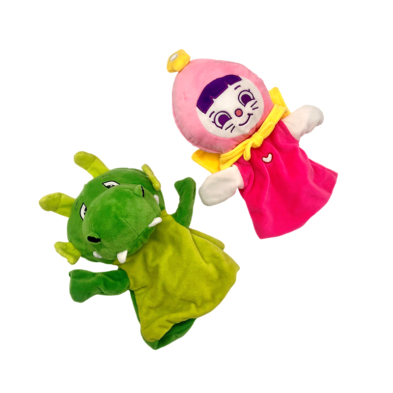 Pink girl & green dragon finger puppets