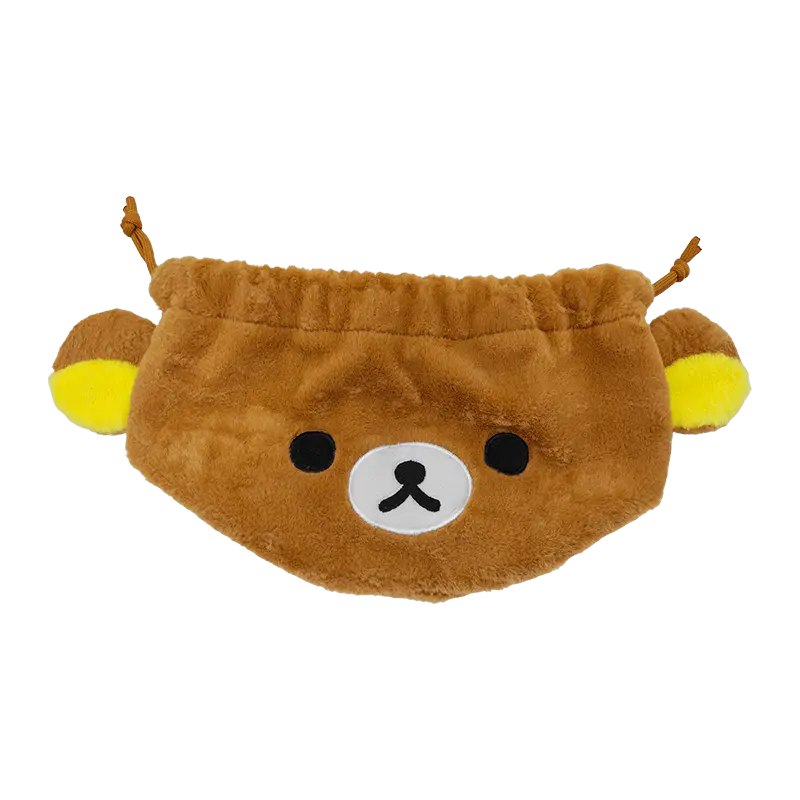 Cute Bear Plush Drawstring Pouch, Simple Face Bear Plush Drawstring Bag