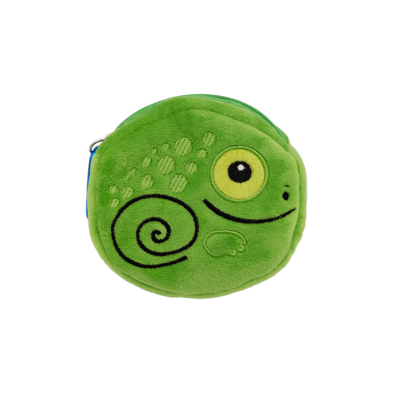 Trending Designer Chameleon Plush Coin Purse, Cute Cartoon Green Lizard Mini Fluffy Zipper Pouch for Coins, Earbuds & Small Accessories