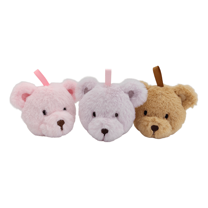 3-Piece Mini Teddy Bear Head Plush Keychain Charms