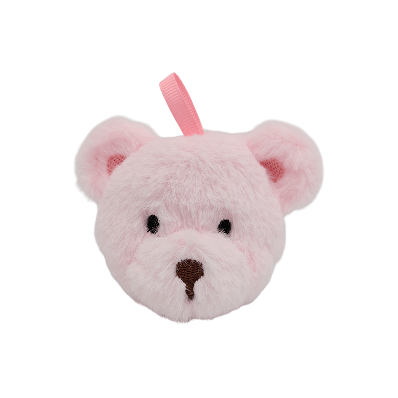 Mini Pink Teddy Bear Head Plush Keychain Charm for Bag Decoration