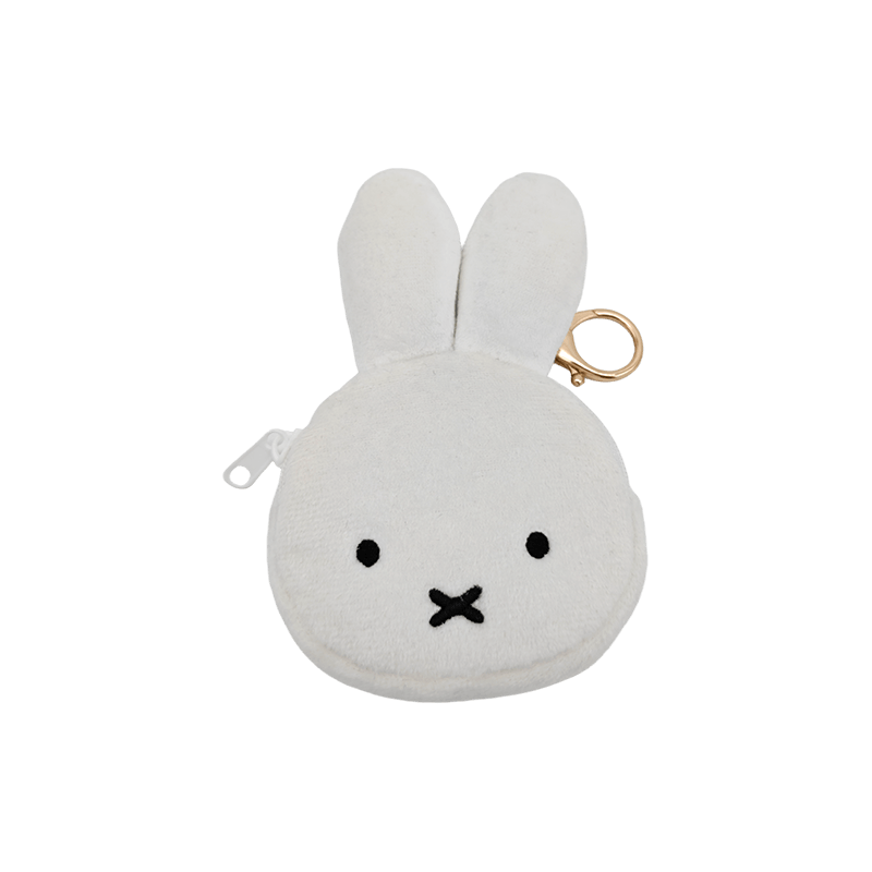 Cute Cartoon Rabbit Plush Zipper Coin Purse, Minimal Bunny Plush Coin Purse