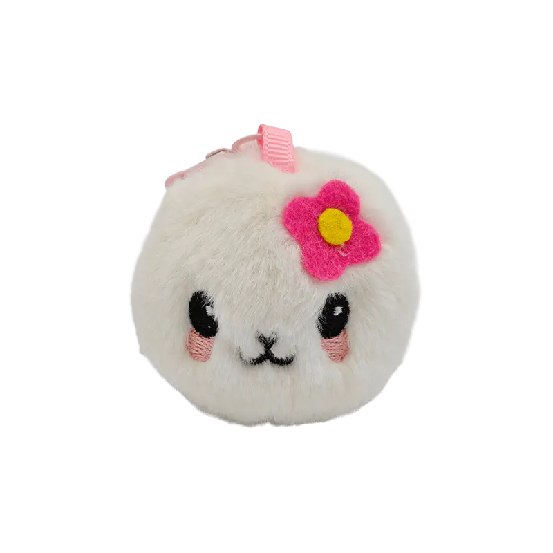 Stuffed Mini Cherry Blossom White Cat Stuffed Plush Toy, Cute Fluffy Cat Head Plush Figure for Gift, Keychain & Promotional Merchandise