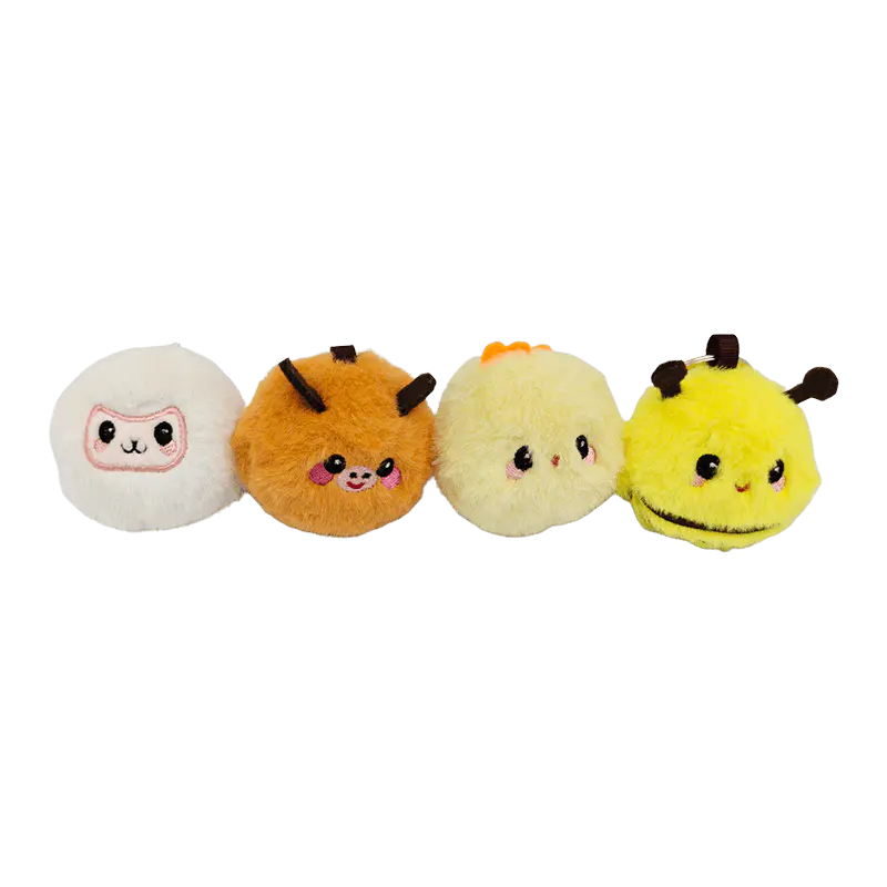 4-Piece Mini Cartoon Animal Plush Keychain Promotional Gift Set