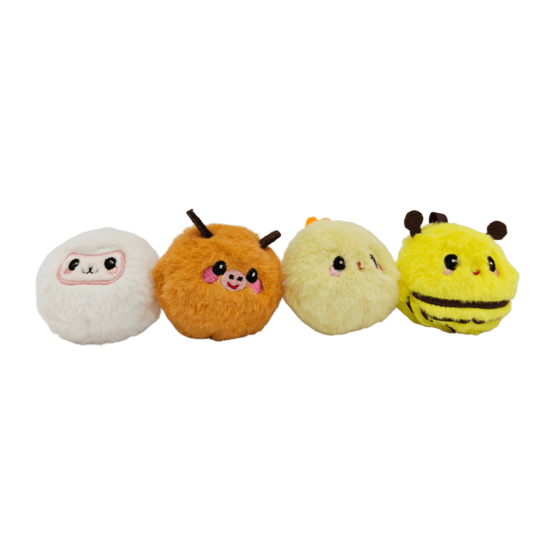 4-Piece Chubby Round Plush Monster Charm Set