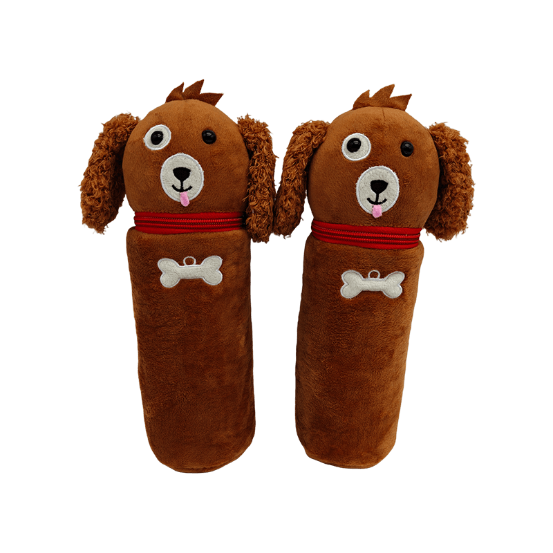 Cute Cartoon Dog Cylindrical Plush Pen Pouch, Soft Fluffy Stationery Storage Bag for Students, Kids Gift & Promotional Merchandise