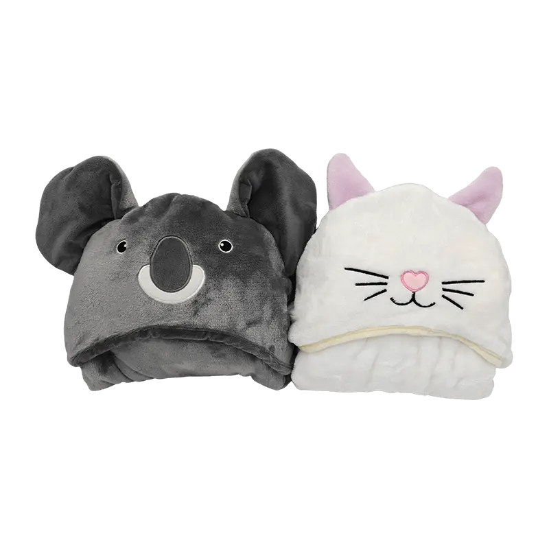 Cute Animal Hooded Plush Cloak Blanket Soft Wearable Throw for Home Office Travel