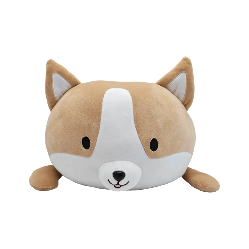 Soft Fluffy Corgi Head Plush Pillow, Cute Cartoon Dog Stuffed Cushion for Home Decoration, Kids Gift & Promotional Merchandise