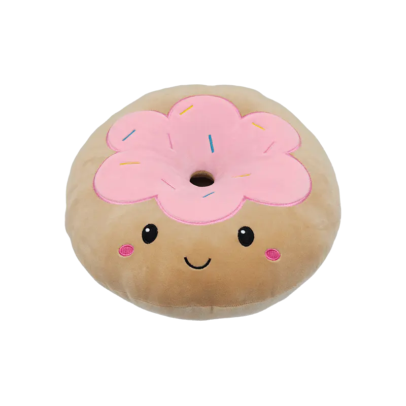 Cute Smiling Pink Donut Stuffed Plush Pillow, Soft Fluffy Cartoon Donut Cushion for Home Decoration, Kids Gift & Promotional Merchandise