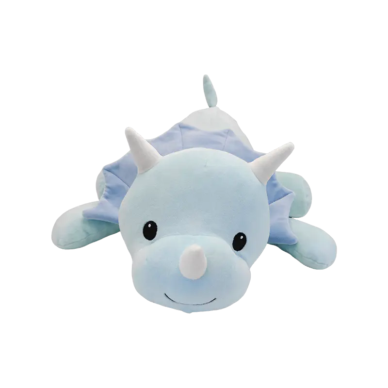 Soft Fluffy Light Blue Dinosaur Stuffed Plush Pillow, Cute Cartoon Dino Cushion for Rest Support, Kids Gift & Promotional Merchandise