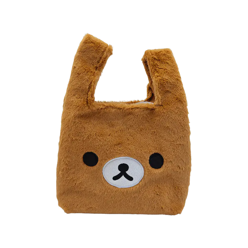Cute Brown Bear Plush Tote Bag, Soft Fluffy Animal Shaped Handbag for Daily Use, Kids Gift & Promotional Merchandise